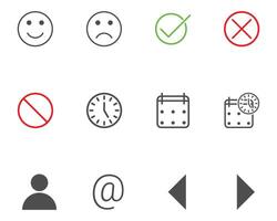 Minimalist Icon Set Emotions Time Navigation Symbols Graphics vector