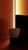 Close-up making morning espresso using capsule coffee machine for home use. Start you day with boost energizing caffeine beverage. People. Food and drink. Vertical shot video
