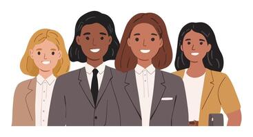 Professional Businesspeople Smiling in Diverse Group Setting vector