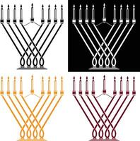 Hanukkiah. Traditional Hanukkah Menorah with Candles. Simple Symbol Illustration vector