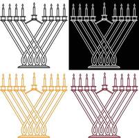Hanukkiah. Hanukkah Menorah with Candles. Simple Symbol Illustration vector