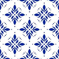 Blue Flower on white background seamless patterns vector