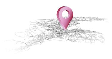 Dalian China,isometric detail Streets Roads Map with location pin, element image vector