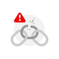 Disconnected, Broken Chain Link and Exclamation Mark Concept Illustration for empty state ui, infographic, icon vector