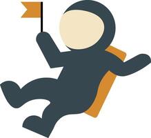 Astronaut in spacesuit landing with flag vector