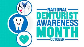 National Denturist Awareness Month background or banner design template is observed every year in October. Holiday concept. Template for card, poster, placard, template. eps 10 vector