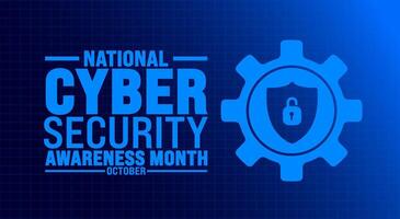 National Cyber security or Cybersecurity Awareness Month background or banner design template is observed every year in October. Holiday concept. Template for card, poster, placard, template. vector