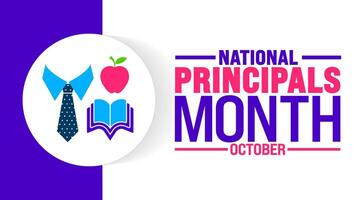 Principals Month background or banner design template is observed every year in October. Holiday concept. Template for card, poster, placard, template. eps 10 vector