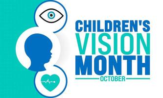 Childrens Vision Month background or banner design template is observed every year in October. Holiday concept. Template for card, poster, placard, template. eps 10 vector