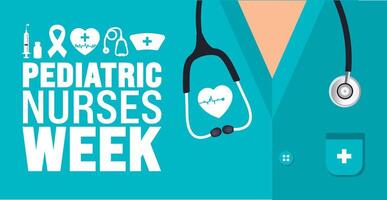 Pediatric Nurses Week background or banner design template is observed every year in October. Holiday concept. Template for card, poster, placard, template. eps 10 vector