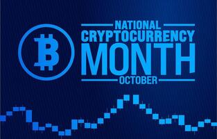 National cryptocurrency month background or banner design template is observed every year in October. Holiday concept. Template for card, poster, placard, template. eps 10 vector