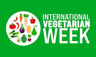 International Vegetarian Week background or banner design template is observed every year in October. Holiday concept. Template for card, poster, placard, template. eps 10 vector
