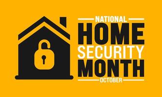 National Home Security Month background or banner design template is observed every year in October. Holiday concept. Template for card, poster, placard, template. eps 10 vector