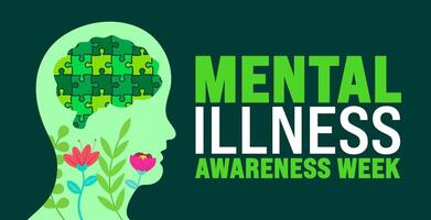 Mental Illness Awareness Week background or banner design template is observed every year in October. Holiday concept. Template for card, poster, placard, template. eps 10 vector