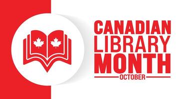 Canadian Library Month background or banner design template is observed every year in October. Holiday concept. Template for card, poster, placard, template. eps 10 vector
