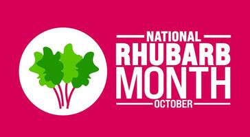 Rhubarb month background or banner design template is observed every year in October. Holiday concept. Template for card, poster, placard, template. eps 10 vector