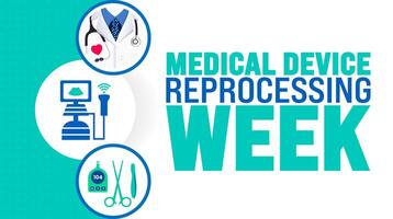 Medical Device Reprocessing Week background or banner design template is observed every year in October. Holiday concept. Template for card, poster, placard, template. eps 10 vector