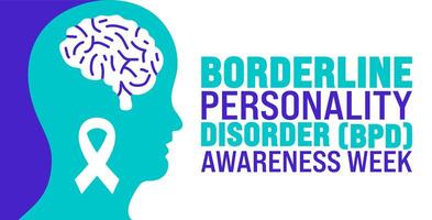 Borderline Personality Disorder BPD Awareness Week background or banner design template is observed every year in October. Holiday concept. Template for card, poster, placard, template. eps 10 vector