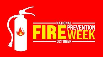 National Fire Prevention Week background or banner design template is observed every year in October. Holiday concept. Template for card, poster, placard, template. eps 10 vector