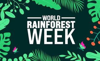 World Rainforest Week background or banner design template is observed every year in October. Holiday concept. Template for card, poster, placard, template. eps 10 vector