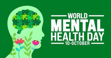 World Mental Health Day background or banner design template is observed every year in October. Holiday concept. Template for card, poster, placard, template. eps 10 vector