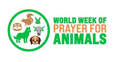 World Week of Prayer for Animals background or banner design template is observed every year in October. Holiday concept. Template for card, poster, placard, template. eps 10 vector