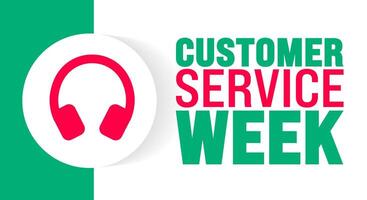 Customer Service Week background or banner design template is observed every year in October. Holiday concept. Template for card, poster, placard, template. eps 10 vector