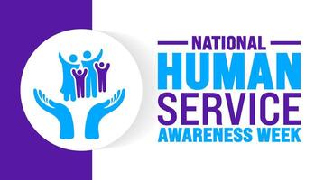 National Human Service Awareness Week background or banner design template is observed every year in October. Holiday concept. Template for card, poster, placard, template. eps 10 vector