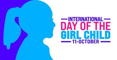 International Day of the Girl Child background or banner design template is observed every year in October. Holiday concept. Template for card, poster, placard, template. eps 10 vector