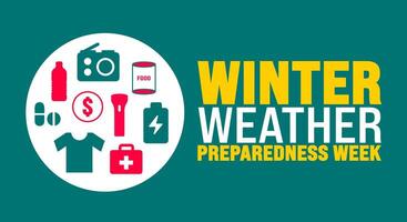 Winter Weather Preparedness Week background or banner design template is observed every year in October. Holiday concept. Template for card, poster, placard, template. eps 10 vector
