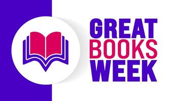 Great Books Week background or banner design template is observed every year in October. Holiday concept. Template for card, poster, placard, template. eps 10 vector