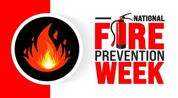 National Fire Prevention Week background or banner design template is observed every year in October. Holiday concept. Template for card, poster, placard, template. eps 10 vector