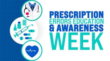 Prescription Errors Education and Awareness Week background or banner design template is observed every year in October. Holiday concept. Template for card, poster, placard, template. eps 10 vector