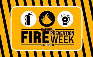 National Fire Prevention Week background or banner design template is observed every year in October. Holiday concept. Template for card, poster, placard, template. eps 10 vector