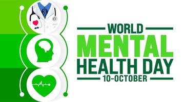 World Mental Health Day background or banner design template is observed every year in October. Holiday concept. Template for card, poster, placard, template. eps 10 vector