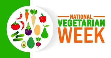 National Vegetarian Week background or banner design template is observed every year in October. Holiday concept. Template for card, poster, placard, template. eps 10 vector