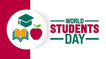 World Students Day background or banner design template is observed every year in October. Holiday concept. Template for card, poster, placard, template. eps 10 vector