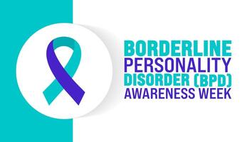 Borderline Personality Disorder BPD Awareness Week background or banner design template is observed every year in October. Holiday concept. Template for card, poster, placard, template. eps 10 vector