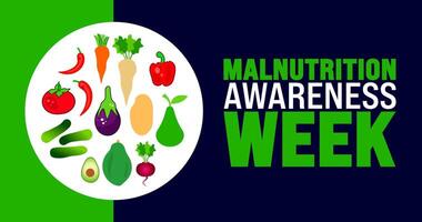 Malnutrition awareness week background or banner design template is observed every year in October. Holiday concept. Template for card, poster, placard, template. eps 10 vector