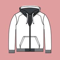 a white hoodie with a zipper on the front vector