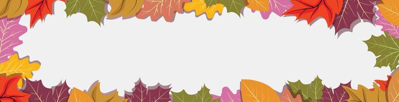 Horizontal banner with blank space and autumn leaves border for fall themed promotions vector