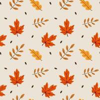 Seamless fall pattern with different leaves on light background vector