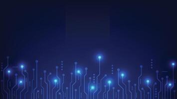 digital technology background with circuit board and blue light vector