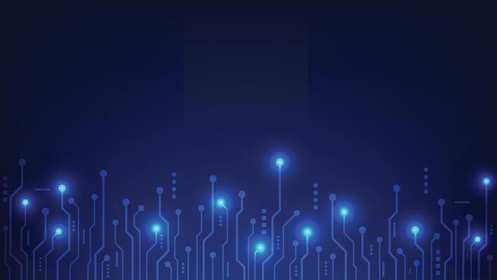 digital technology background with circuit board and blue light