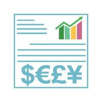 Illustration of a business document with a graph and a dollar sign. Business graph icon on background for graphic and web design. Creative illustration concept symbol vector