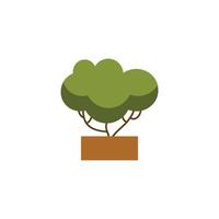 Tree icon in flat color style. Nature environment ecology plant of tree. Bonsai tree. Illustration of a bonsai tree. Design elements of nature illustration in cartoon style vector