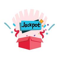 Jackpot gift box flat icon on white background for web and mobile design. Open box and got a jackpot Flat design style. A gift design element vector
