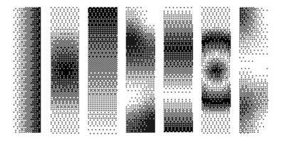 Set of gradient bitmap pixel stroke on white background. Y2K aesthetics texture. Gradient textured background vector