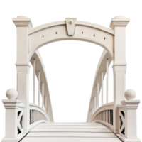 Front View of Classic White Modern Tied Arch Bridge With Railings on Isolated Background png