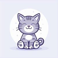 A cartoon cat sitting on the ground with its paws up vector